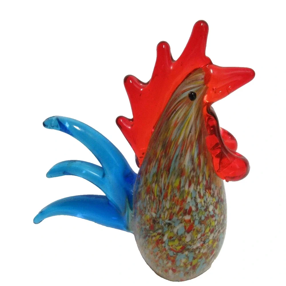 Art Glass ROOSTER Very Colorful Excellent Condition 5.5' TALL - Picture 2 of 6